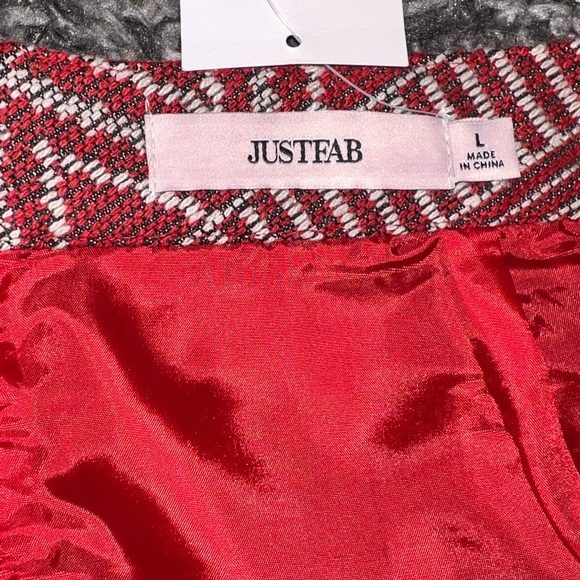 BNWT JUST FAB FULLY LINED JAQUARD A LINE - MINI SKIRT WITH POCKETS - size Large - Picture 5 of 9